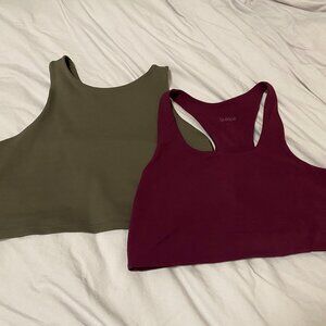 Quince Ultra Form High Neck Crop and Scoop Neck Longline Bra - Size L